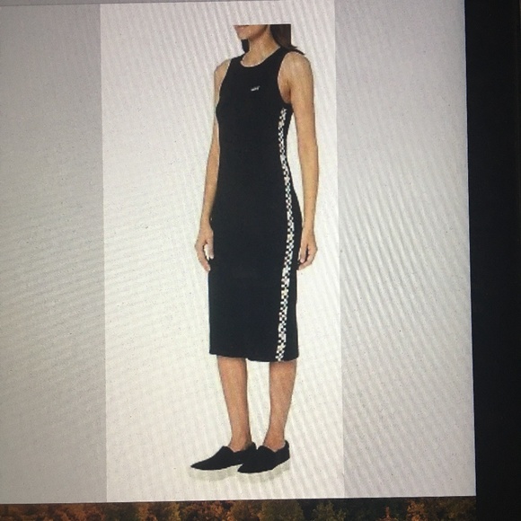 Vans Dresses & Skirts - VANS Black Checkered Side Sleeveless Midi Tank Dress